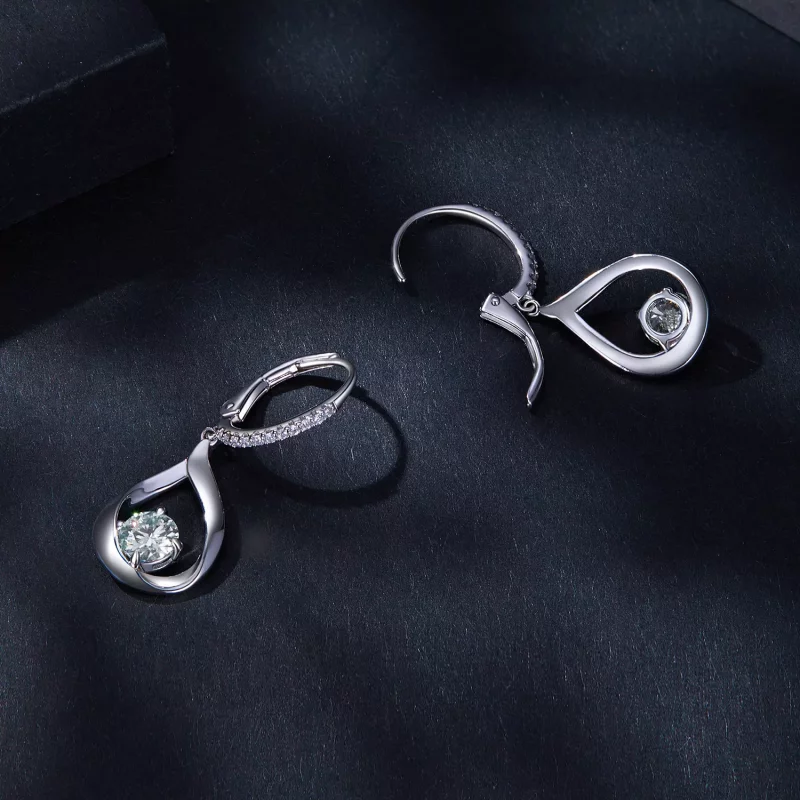 (imagen para) Pendientes de Moissanita con estilo Pandora en forma de gota (Dos certificados) - Ver 4
