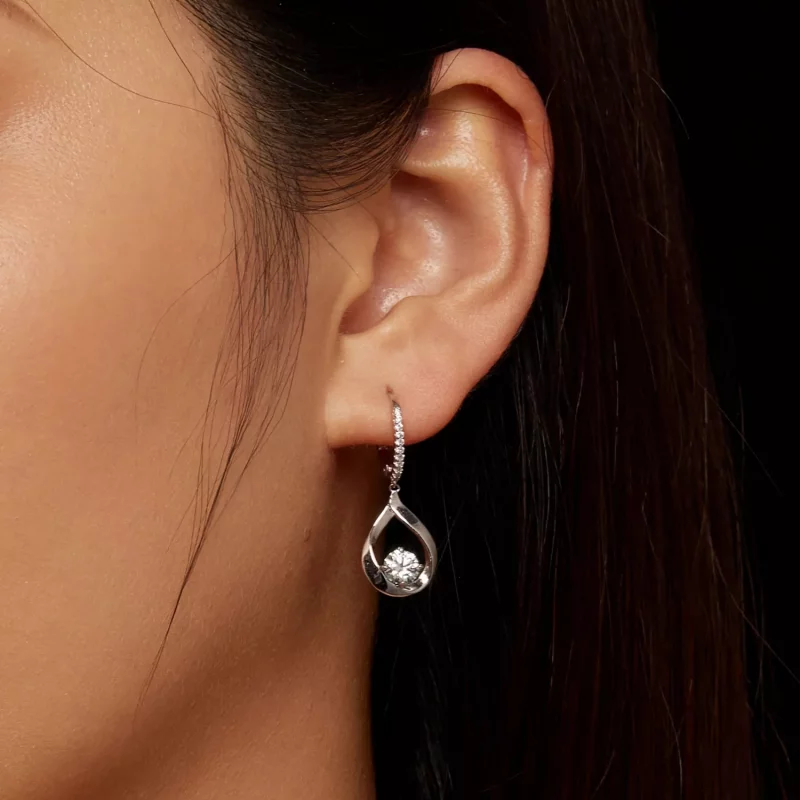 (imagen para) Pendientes de Moissanita con estilo Pandora en forma de gota (Dos certificados) - Ver 7