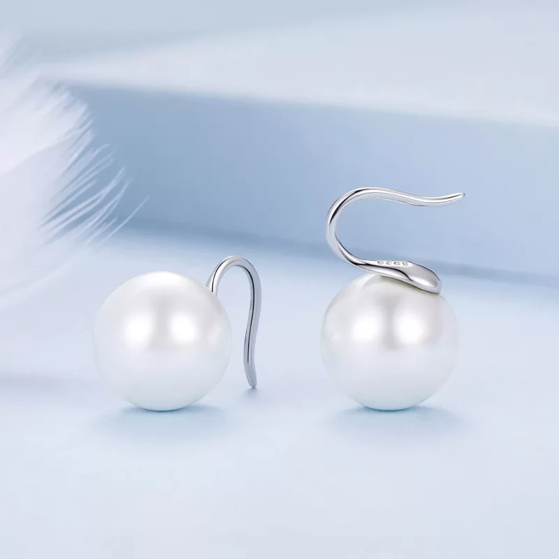 (imagen para) Pendientes de perlas estilo Pandora - BSE857 - Ver 3