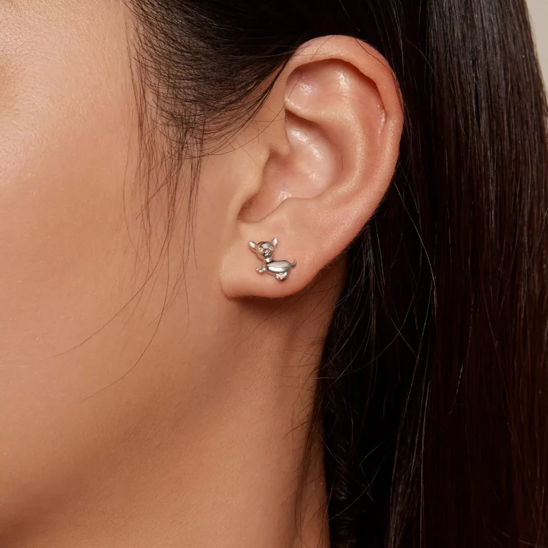 (imagen para) Pendientes de perno con estilo Pandora de Chihuahua - SCE1620 - Ver 5