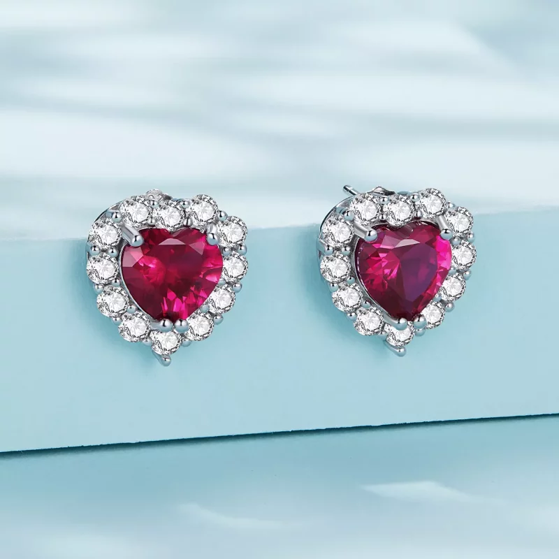 (imagen para) Pendientes de Tachuelas de Amor con Circonitas al Estilo Pandora - SCE1577 - Ver 2