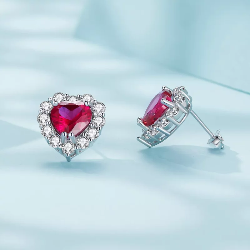 (imagen para) Pendientes de Tachuelas de Amor con Circonitas al Estilo Pandora - SCE1577 - Ver 3
