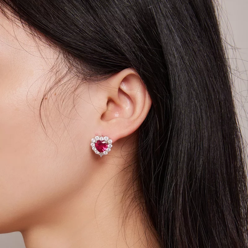 (imagen para) Pendientes de Tachuelas de Amor con Circonitas al Estilo Pandora - SCE1577 - Ver 5