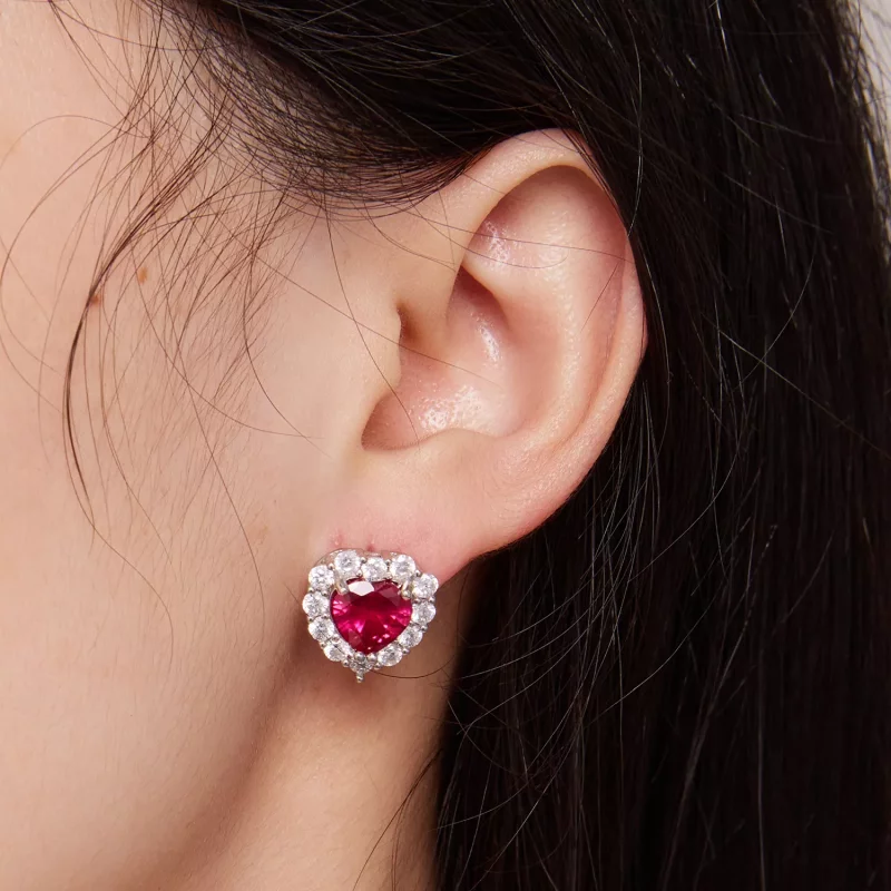 (imagen para) Pendientes de Tachuelas de Amor con Circonitas al Estilo Pandora - SCE1577 - Ver 6