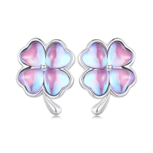 (imagen para) Pendientes de trébol de cuatro hojas estilo Pandora - BSE914