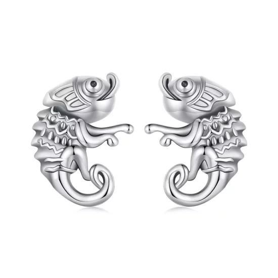(imagen para) Pendientes de tuerca con estilo Pandora con camaleón - SCE1661