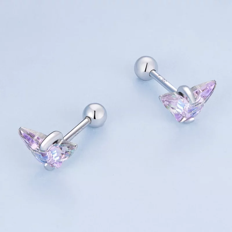 (imagen para) Pendientes de tuerca con hilos de mariposa al estilo Pandora - BSE797 - Ver 4