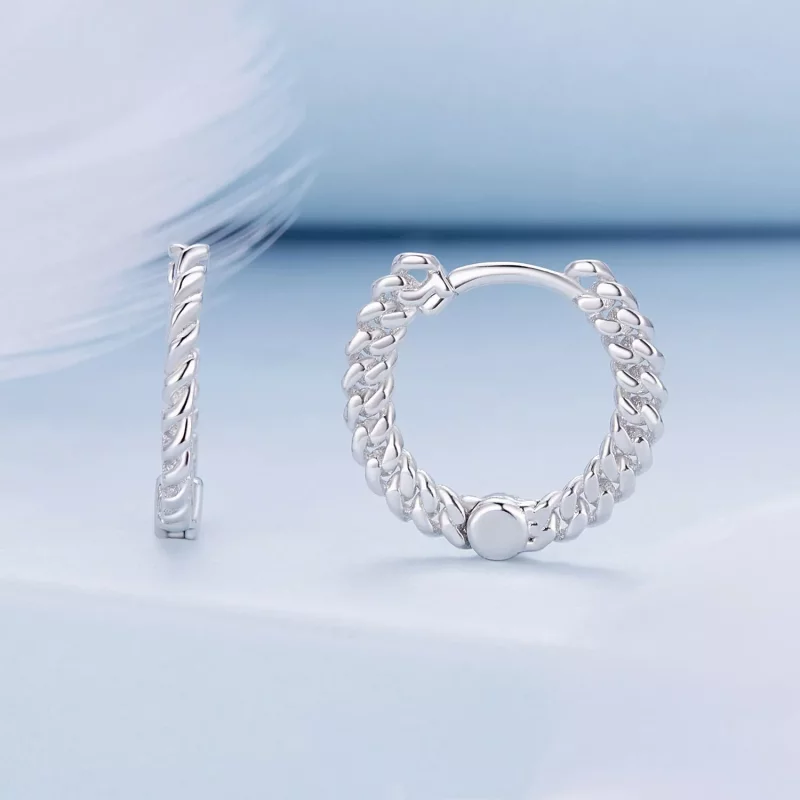 (imagen para) Pendientes estilo Pandora con cadena y aro - BSE906 - Ver 2