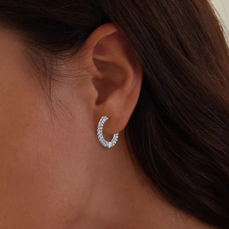 (imagen para) Pendientes estilo Pandora con cadena y aro - BSE906 - Ver 5