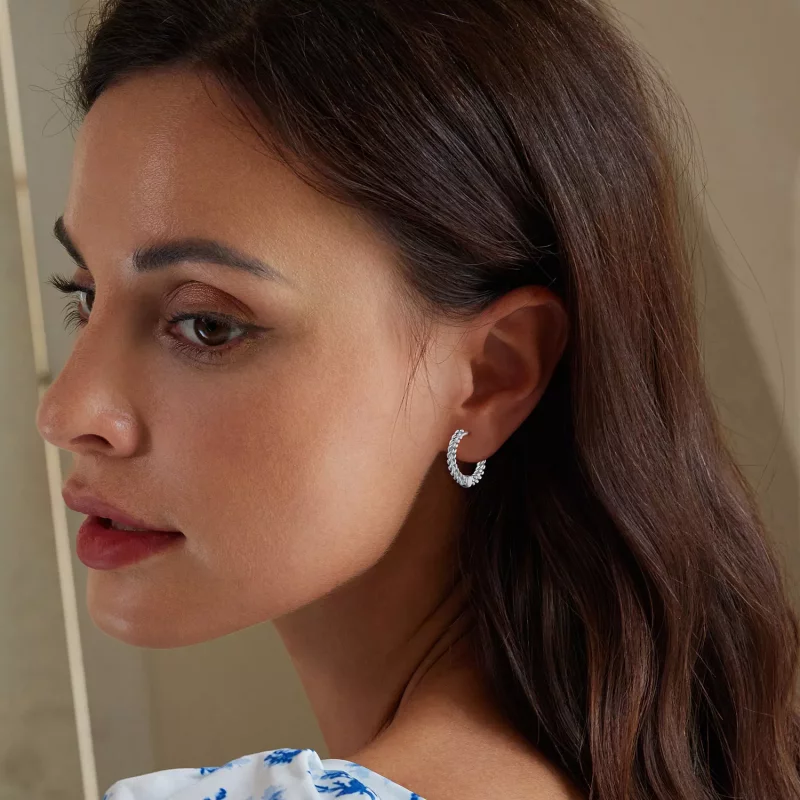 (imagen para) Pendientes estilo Pandora con cadena y aro - BSE906 - Ver 6
