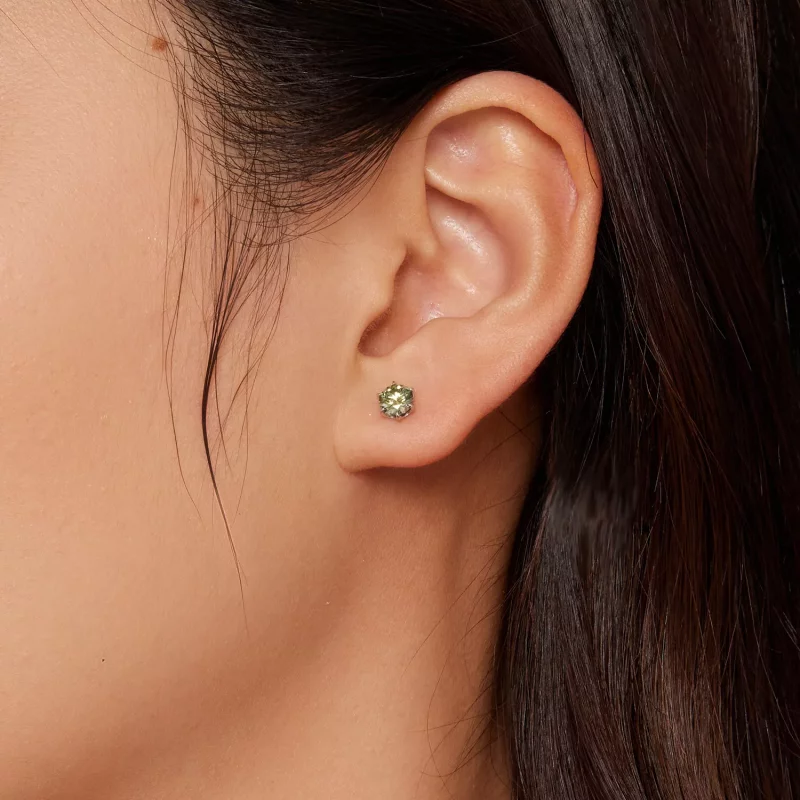(imagen para) Pendientes estilo Pandora con esmeraldas de moissanita - MSE025-SGN - Ver 2