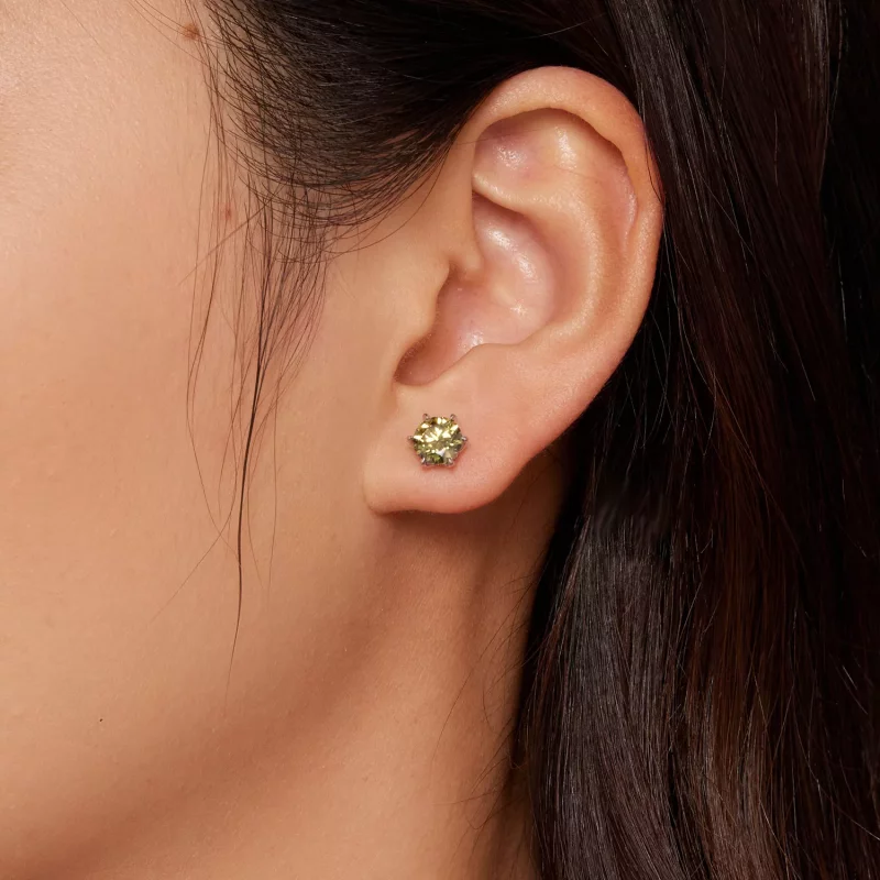 (imagen para) Pendientes estilo Pandora con esmeraldas sintéticas Moissanite - MSE025-LGN - Ver 2