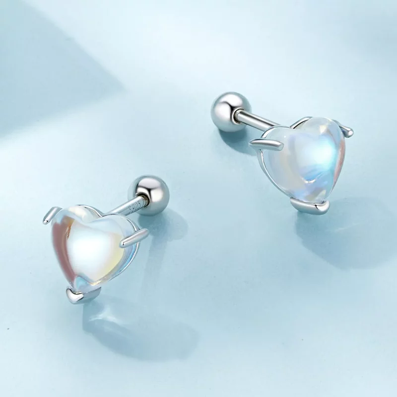 (imagen para) Pendientes estilo Pandora con piedra lunar - SCE1629 - Ver 3