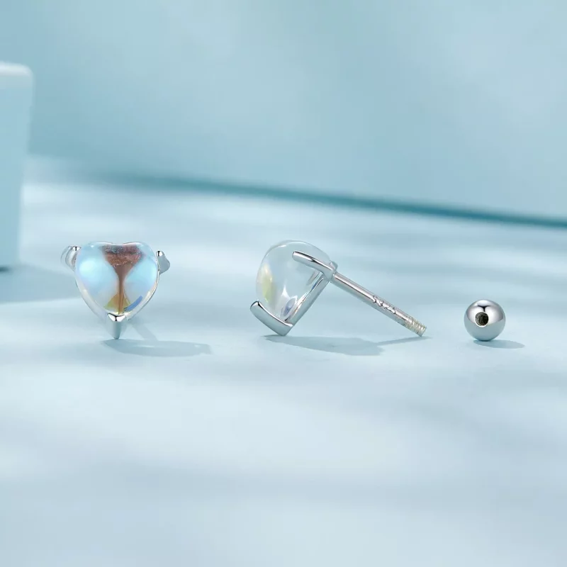 (imagen para) Pendientes estilo Pandora con piedra lunar - SCE1629 - Ver 4