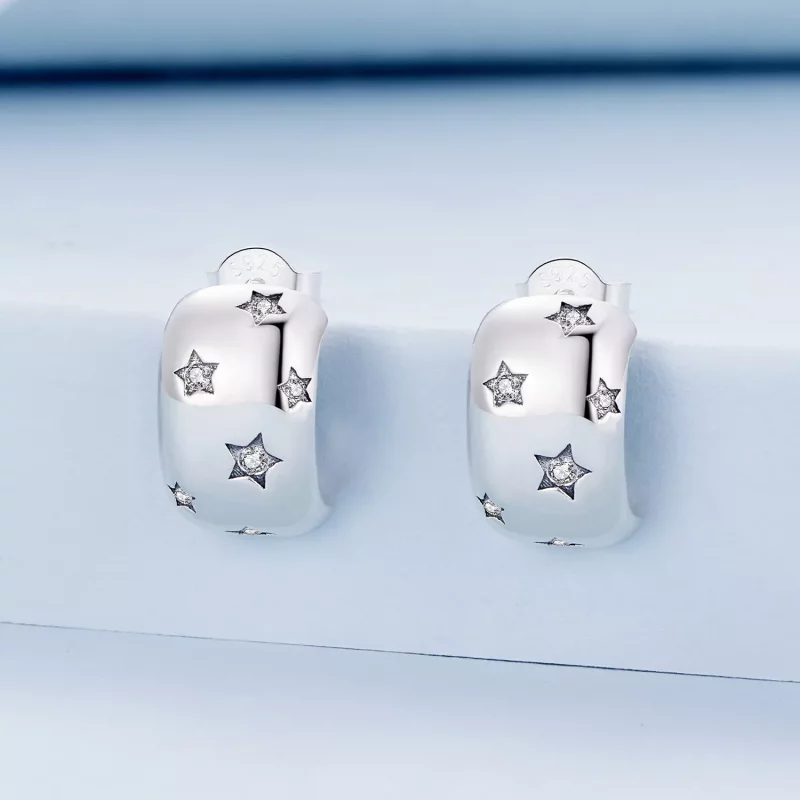 (imagen para) Pendientes estilo Pandora Flash Star Studs - BSE884 - Ver 2
