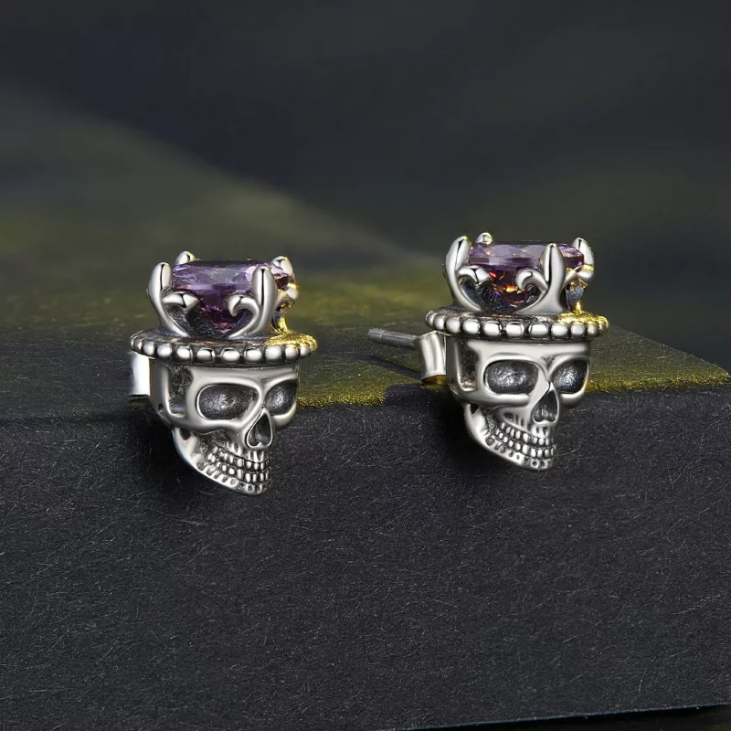 (imagen para) Pendientes estilo Pandora Skeleton King Studs - BSE892 - Ver 2