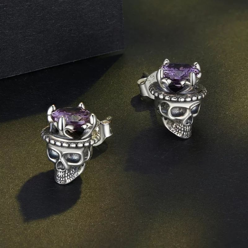 (imagen para) Pendientes estilo Pandora Skeleton King Studs - BSE892 - Ver 3