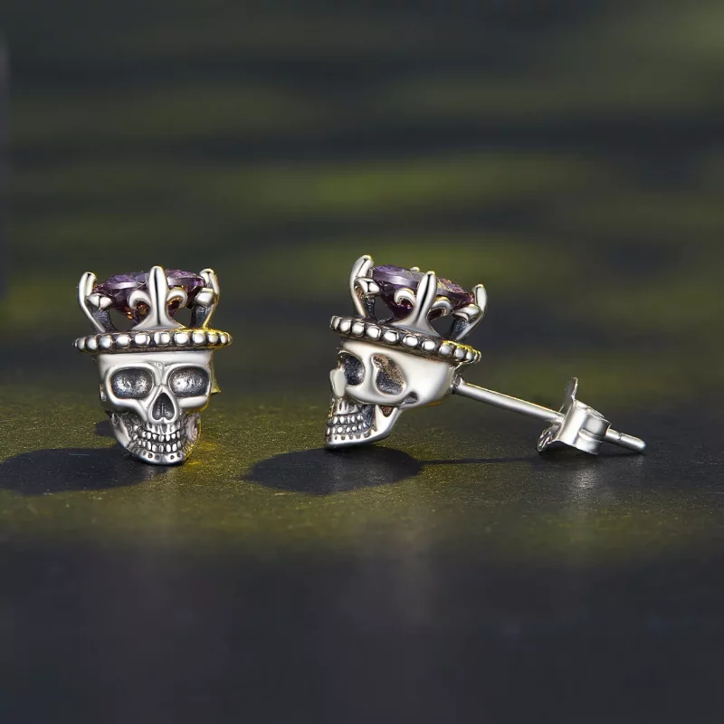 (imagen para) Pendientes estilo Pandora Skeleton King Studs - BSE892 - Ver 4
