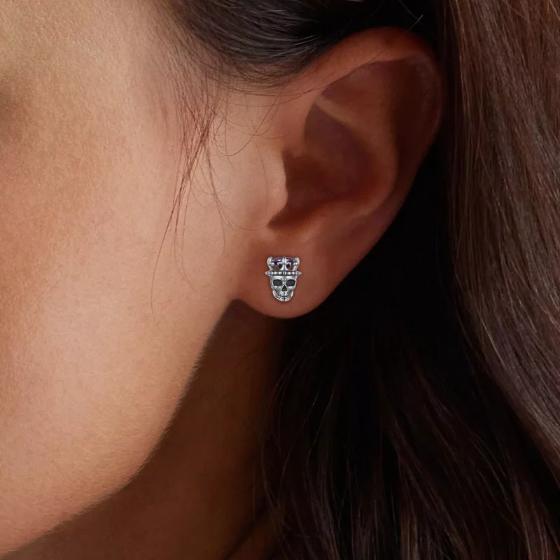 (imagen para) Pendientes estilo Pandora Skeleton King Studs - BSE892 - Ver 6