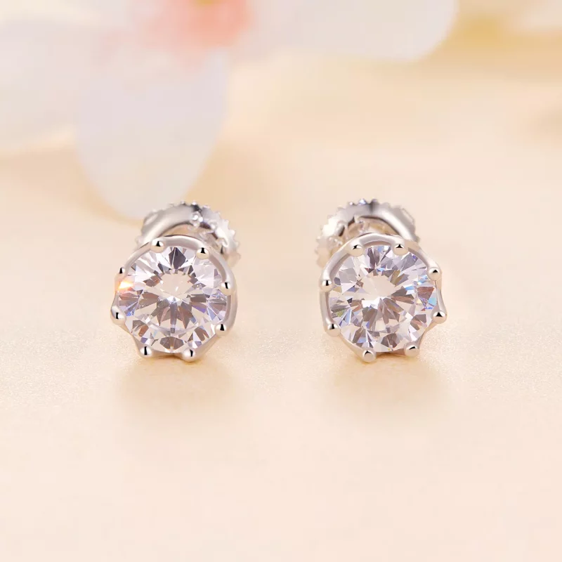 (imagen para) Pendientes exquisitos de moissanita estilo Pandora (dos certificados) - MSE016-S - Ver 2