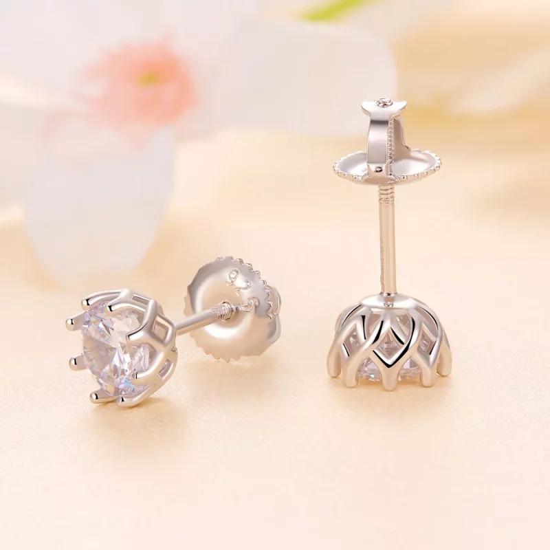 (imagen para) Pendientes exquisitos de moissanita estilo Pandora (dos certificados) - MSE016-S - Ver 3
