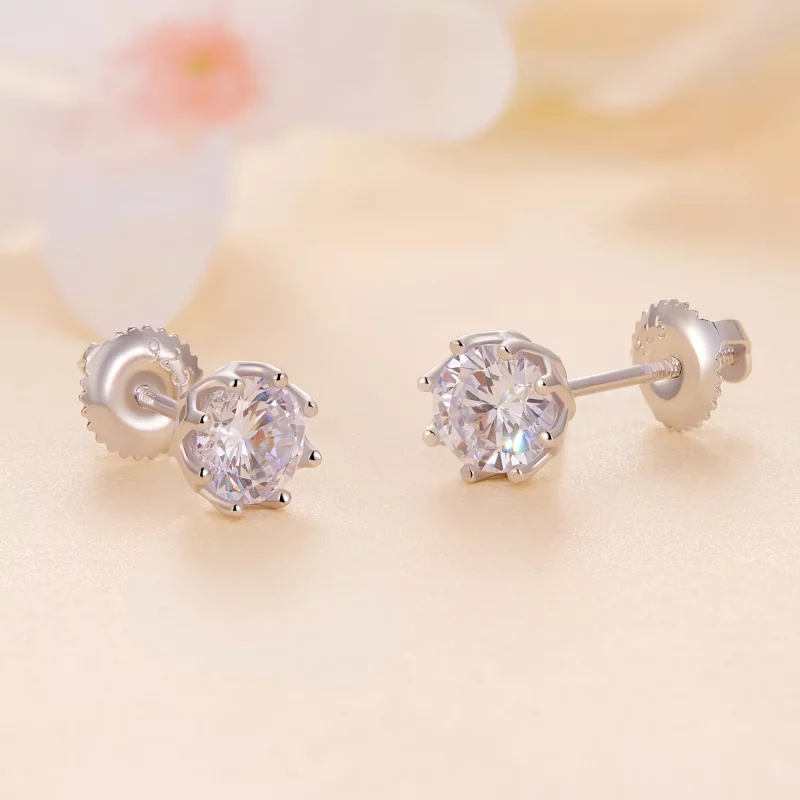 (imagen para) Pendientes exquisitos de moissanita estilo Pandora (dos certificados) - MSE016-S - Ver 4