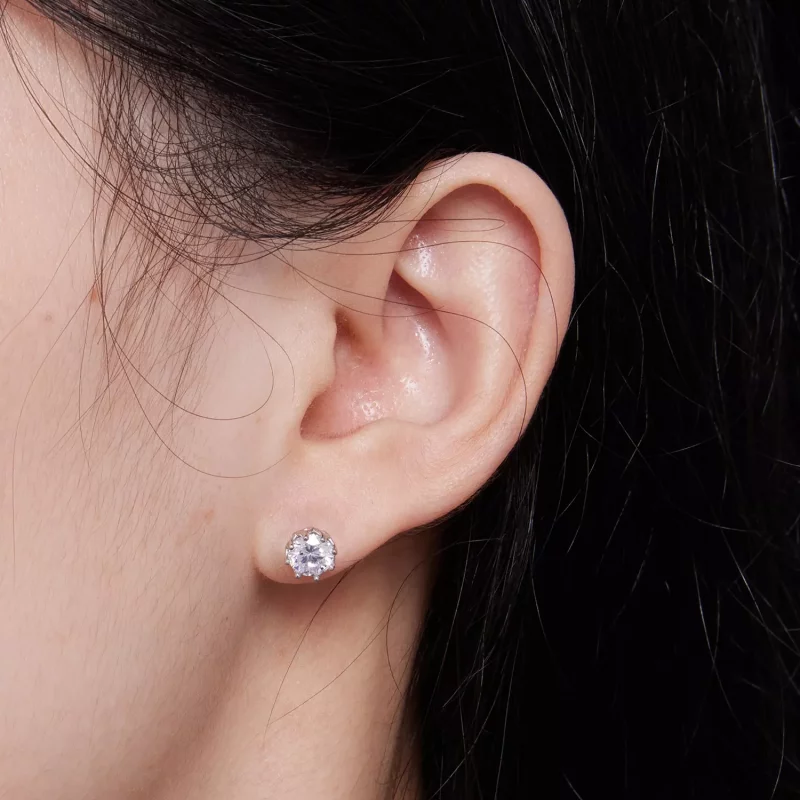 (imagen para) Pendientes exquisitos de moissanita estilo Pandora (dos certificados) - MSE016-S - Ver 6