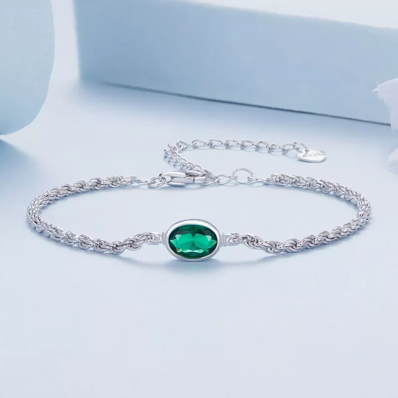 (imagen para) Pulsera Chopard de Zirconia Verde de Estilo Pandora de Lujo Ligero - BSB116 - Ver 2