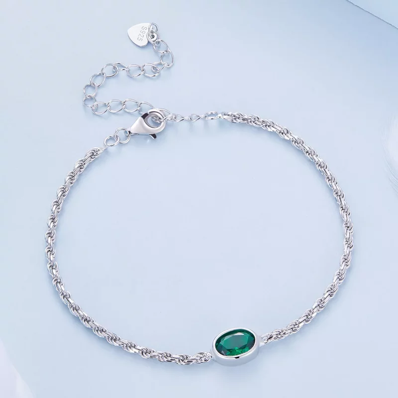 (imagen para) Pulsera Chopard de Zirconia Verde de Estilo Pandora de Lujo Ligero - BSB116 - Ver 3