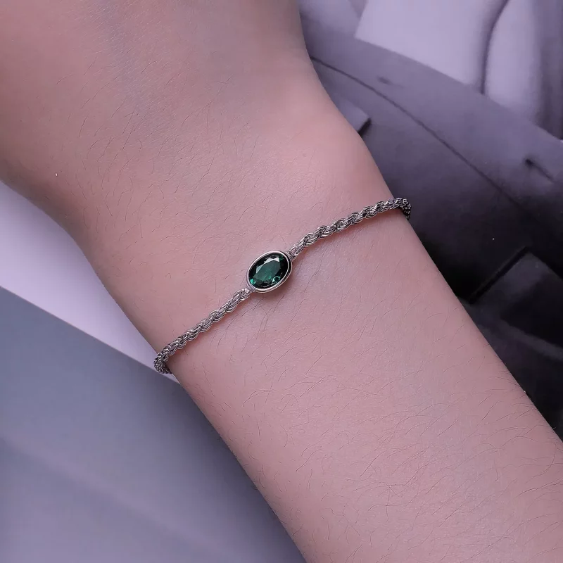 (imagen para) Pulsera Chopard de Zirconia Verde de Estilo Pandora de Lujo Ligero - BSB116 - Ver 5