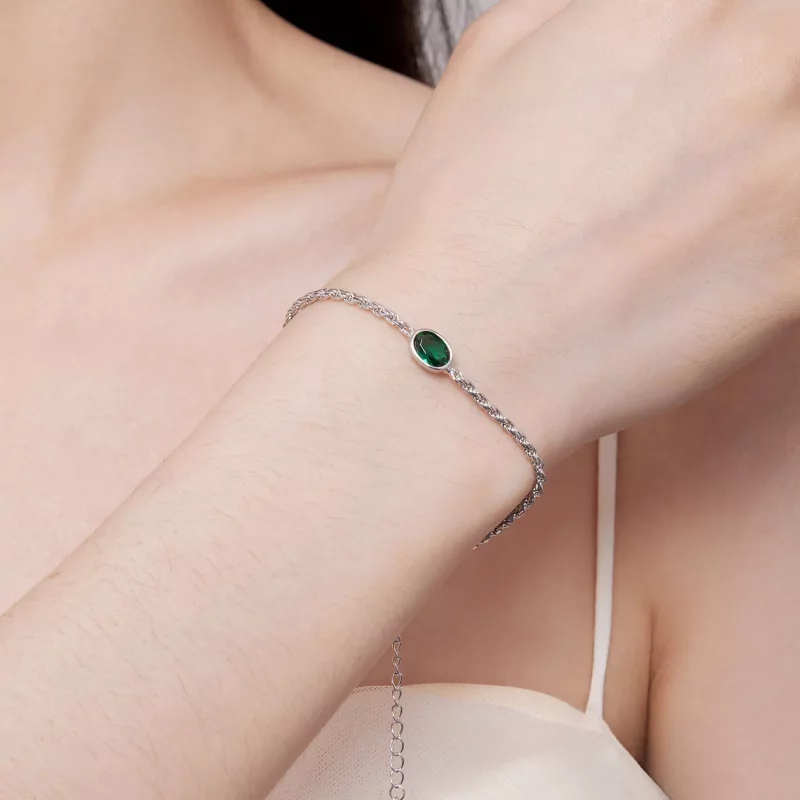 (imagen para) Pulsera Chopard de Zirconia Verde de Estilo Pandora de Lujo Ligero - BSB116 - Ver 6