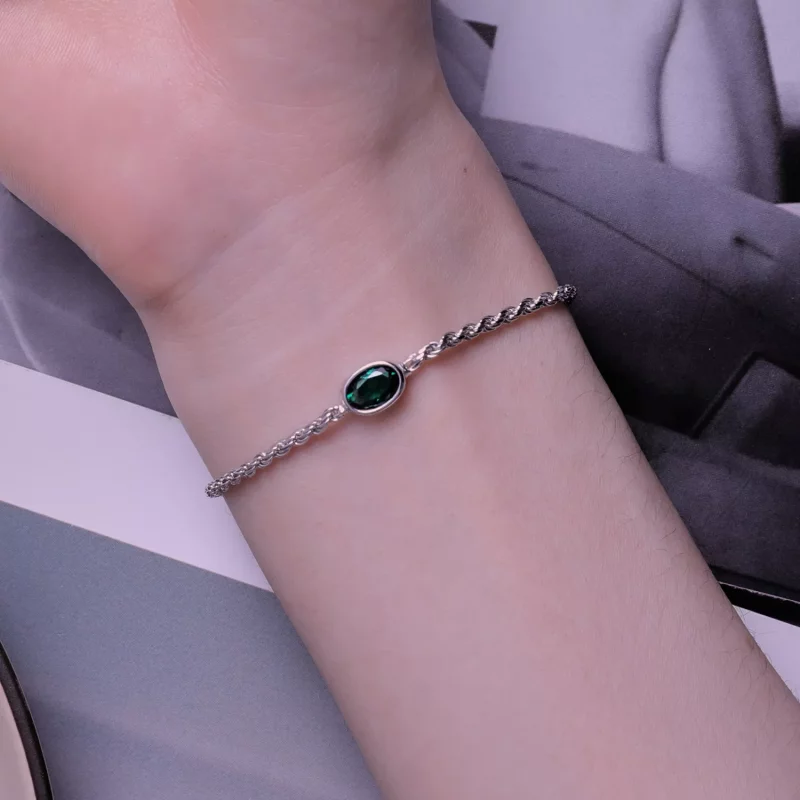 (imagen para) Pulsera Chopard de Zirconia Verde de Estilo Pandora de Lujo Ligero - BSB116 - Ver 7