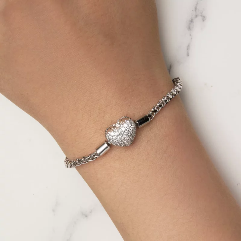 (imagen para) Pulsera de cadena brillante en forma de corazón al estilo Pandora - BSB133 - Ver 5