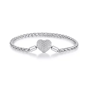 (imagen para) Pulsera de cadena brillante en forma de corazón al estilo Pandora - BSB133
