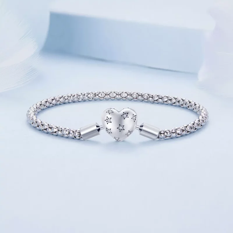 (imagen para) Pulsera de cadena básica en forma de corazón estilo Pandora - BSB135 - Ver 2