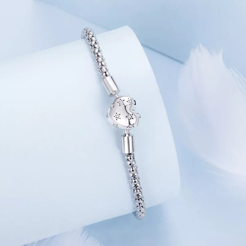 (imagen para) Pulsera de cadena básica en forma de corazón estilo Pandora - BSB135 - Ver 3