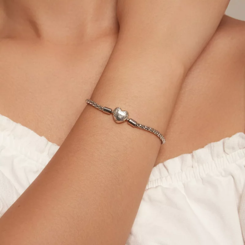 (imagen para) Pulsera de cadena básica en forma de corazón estilo Pandora - BSB135 - Ver 4