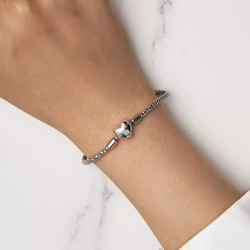 (imagen para) Pulsera de cadena básica en forma de corazón estilo Pandora - BSB135 - Ver 5