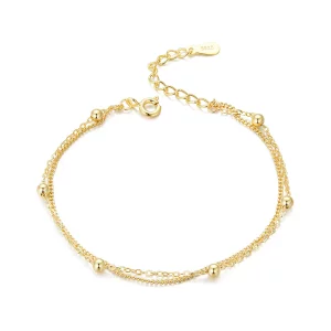 (imagen para) Pulsera de cadena con cuentas doradas al estilo Pandora - SCB131-B