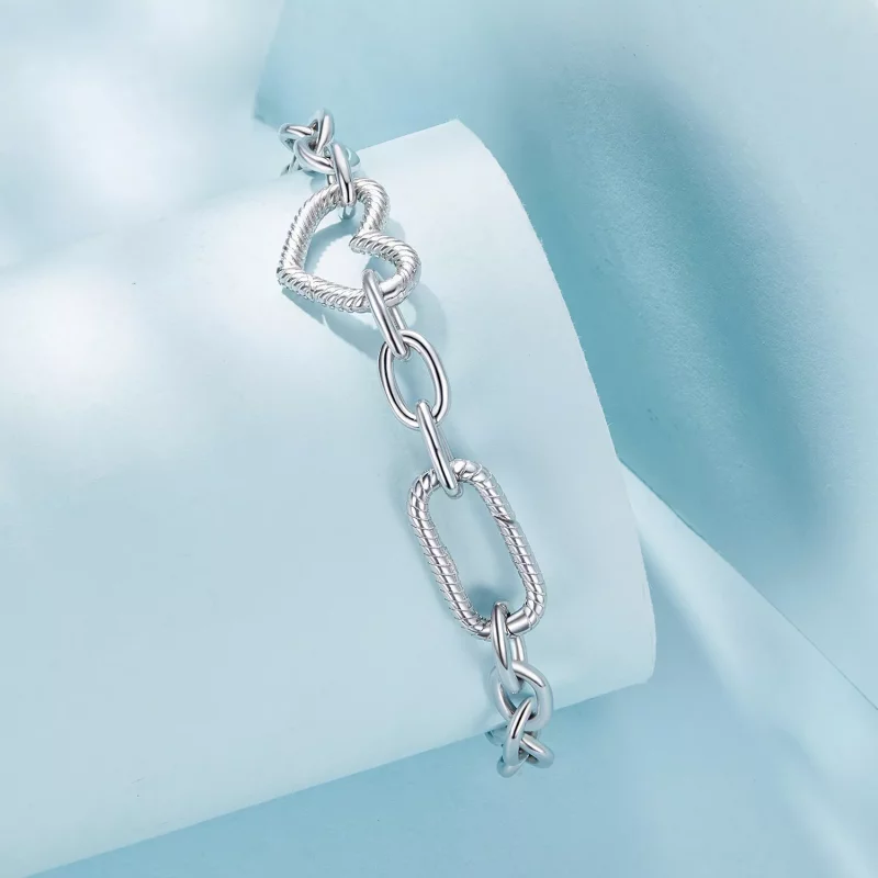 (imagen para) Pulsera de cadena con estilo Pandora en forma de corazón - SCB258 - Ver 2