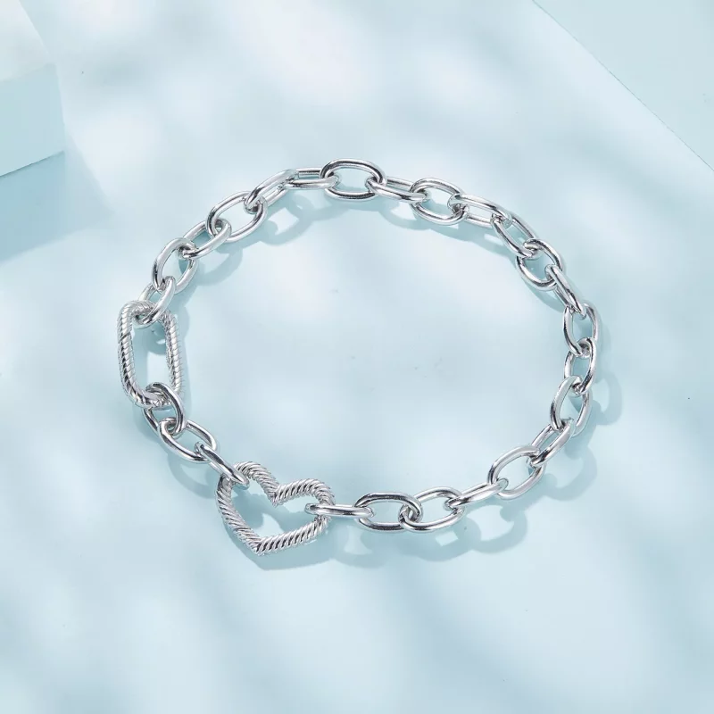 (imagen para) Pulsera de cadena con estilo Pandora en forma de corazón - SCB258 - Ver 3