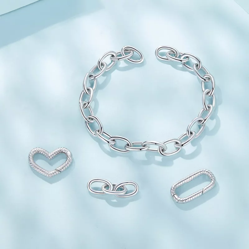 (imagen para) Pulsera de cadena con estilo Pandora en forma de corazón - SCB258 - Ver 4