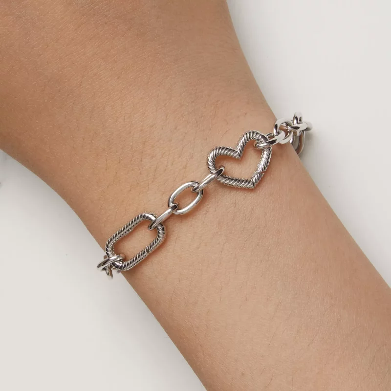(imagen para) Pulsera de cadena con estilo Pandora en forma de corazón - SCB258 - Ver 7