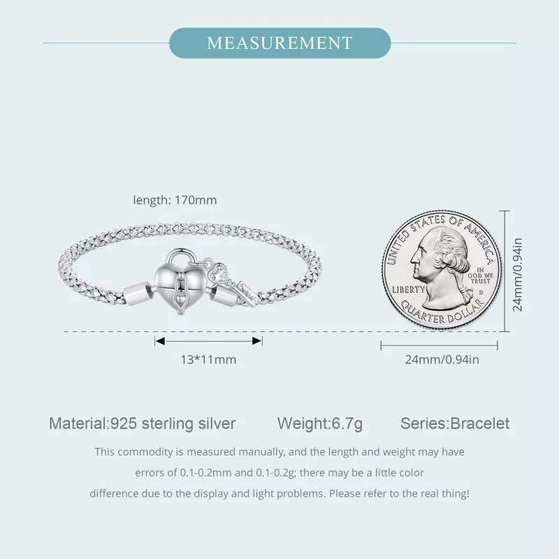 (imagen para) Pulsera de cadena con llavero en forma de corazón estilo Pandora - SCB259 - Ver 5