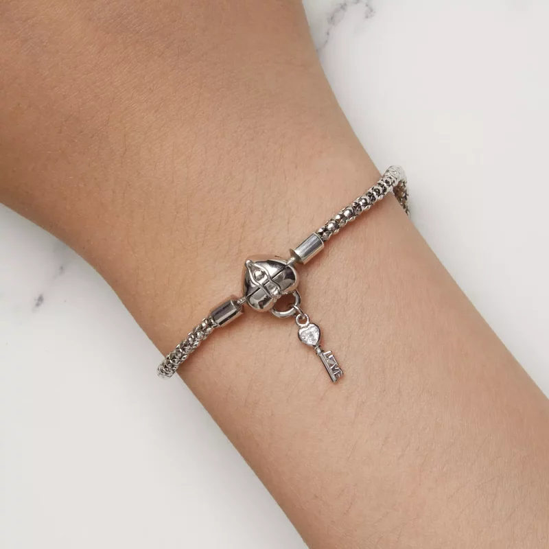 (imagen para) Pulsera de cadena con llavero en forma de corazón estilo Pandora - SCB259 - Ver 7