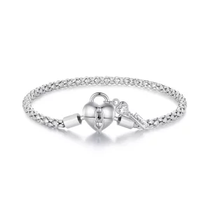 (imagen para) Pulsera de cadena con llavero en forma de corazón estilo Pandora - SCB259