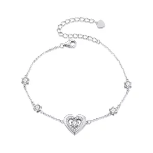 (imagen para) Pulsera de cadena doble con dos corazones brillantes estilo Pandora - BSB136