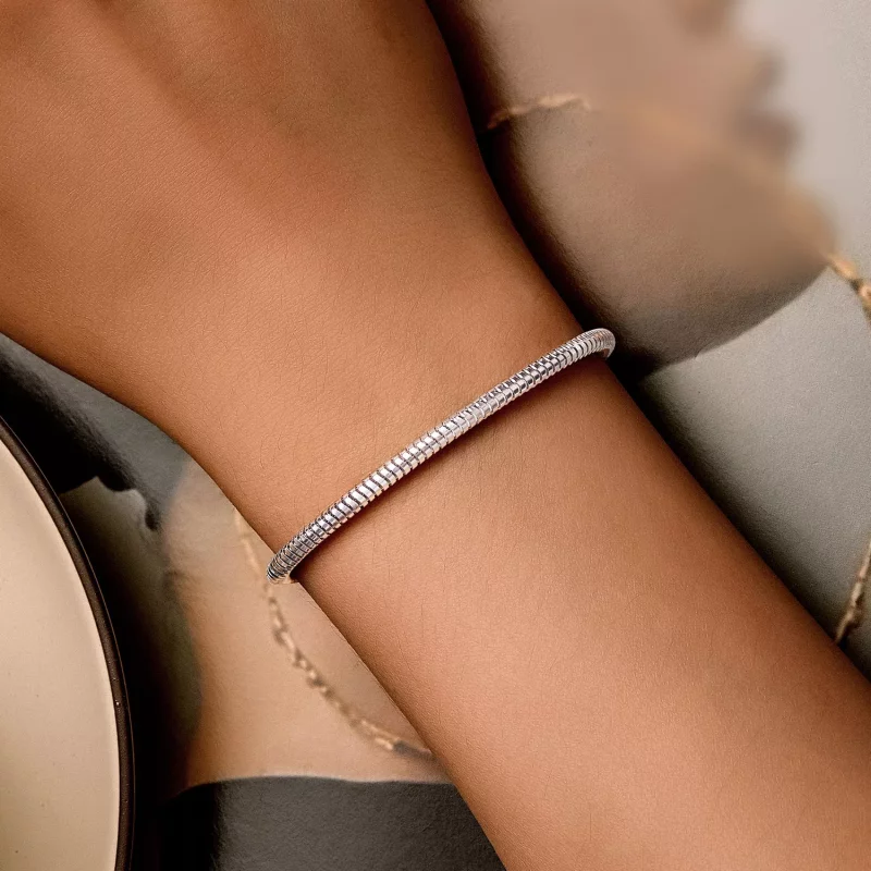 (imagen para) Pulsera de cadena estilo Pandora con cadena de hueso de serpiente - BSB150 - Ver 4