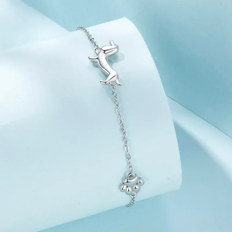 (imagen para) Pulsera de Cadena Estilo Pandora con Dachshund - SCB262 - Ver 2