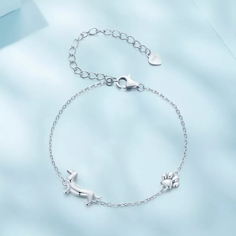 (imagen para) Pulsera de Cadena Estilo Pandora con Dachshund - SCB262 - Ver 3